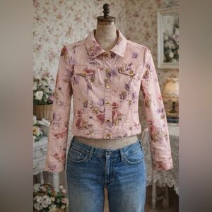Ivy House Floral Pink Denim Style Jacket